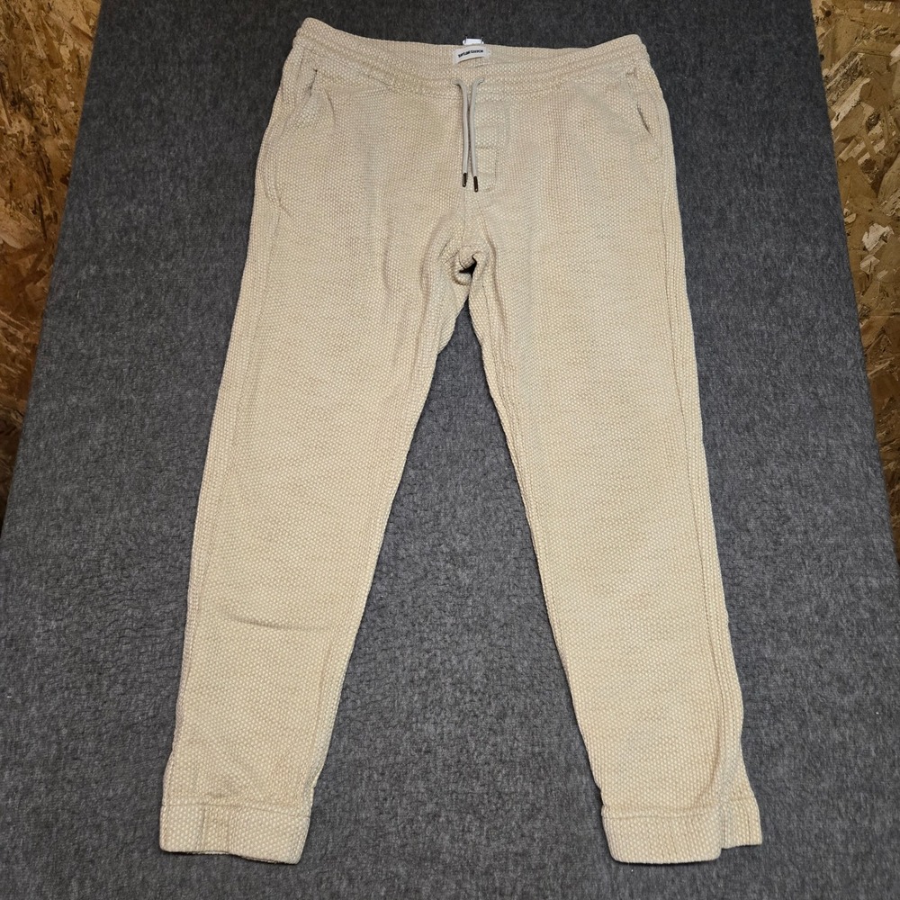 Taylor Stitch Sashiko Apres Pant Mens XL Sand Waffle Weave Organic Cotton Jogger